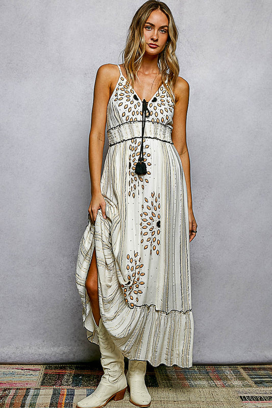 Ivory Metallics Midi Dress