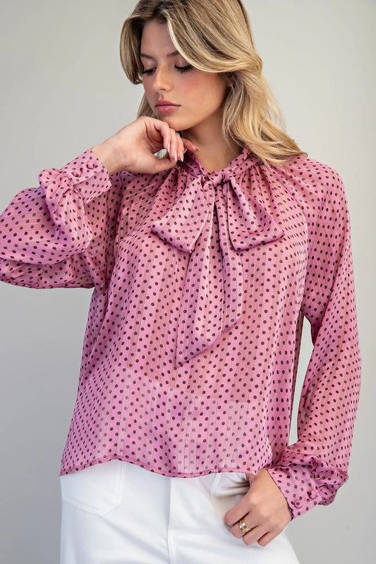 Mauve Polka Dot Blouse PREORDER