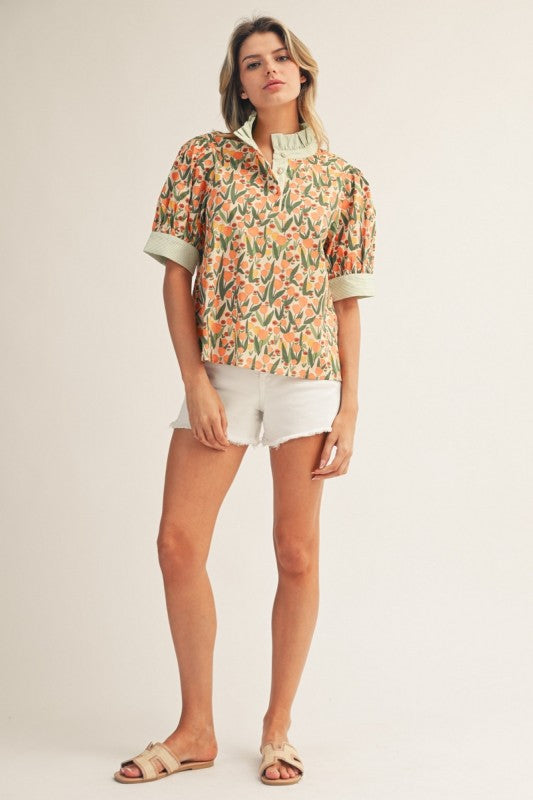 Orange Blossom Contrast Blouse