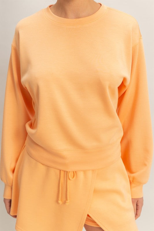 Apricot Knit Long Sleeve Sweatshirt