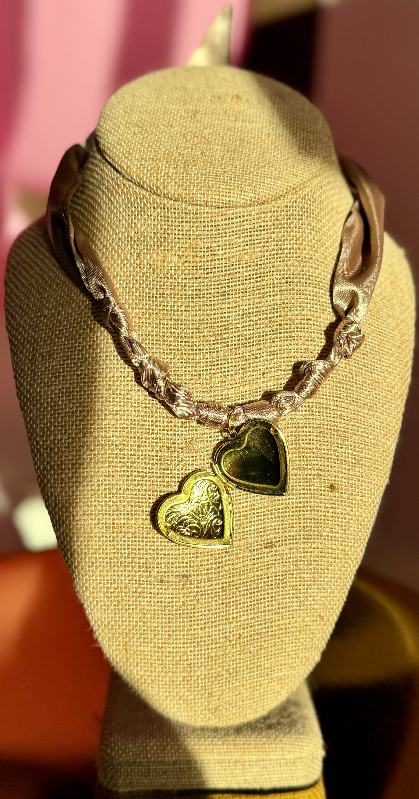 Taupe Gold Heart Twilly