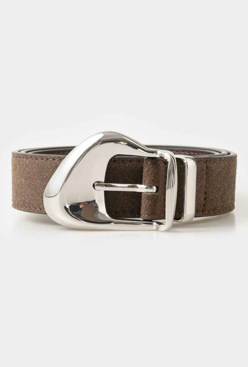 Rough Out Brown Belt Silver Buckle