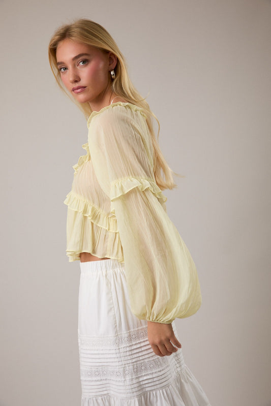 Butter Yellow Ruffle Blouse
