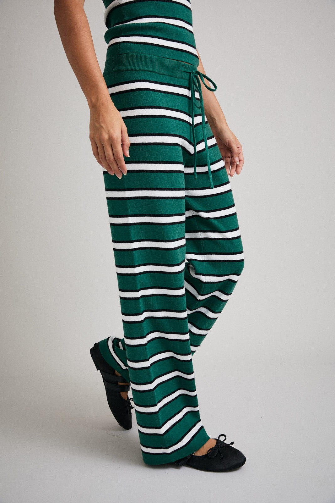 Green & White Stripe Knit Pants