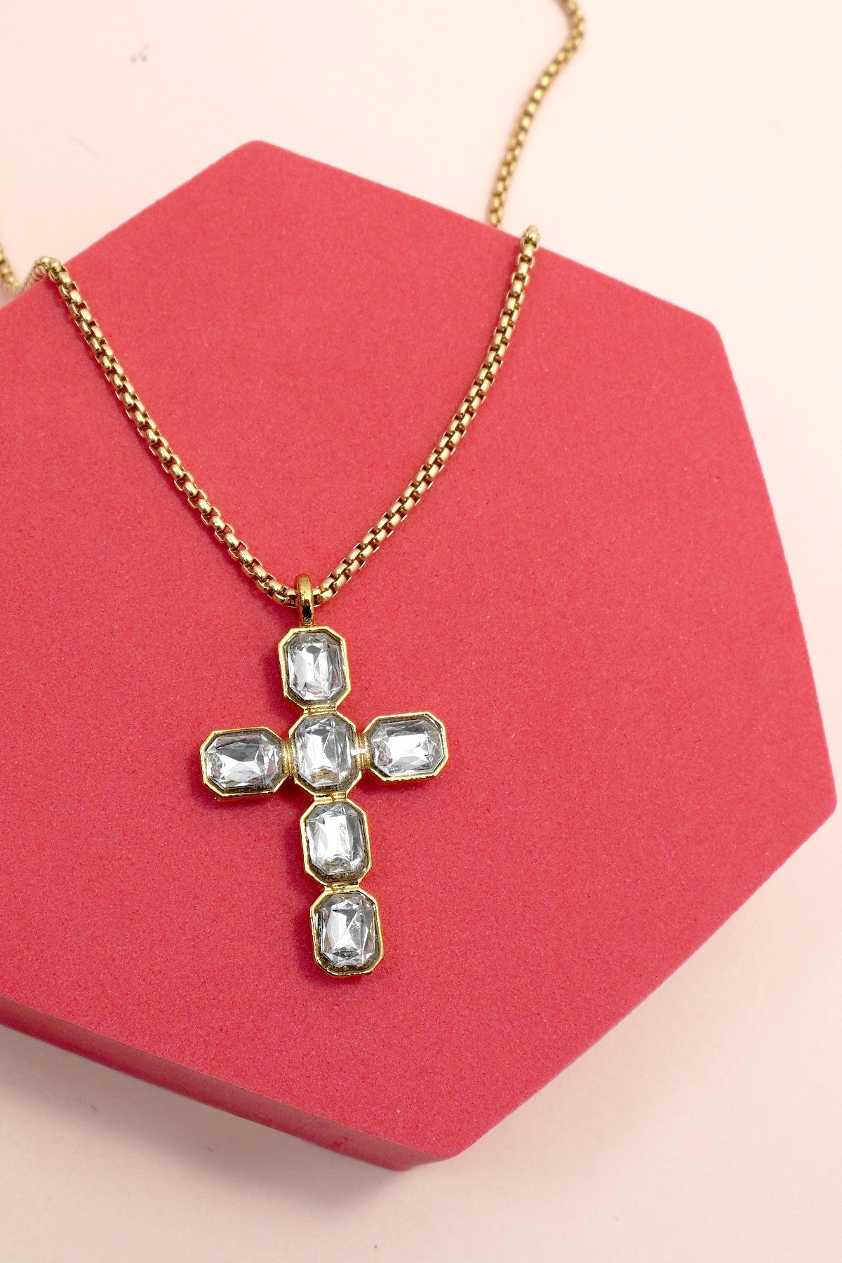 Gold Glam Cross Necklace