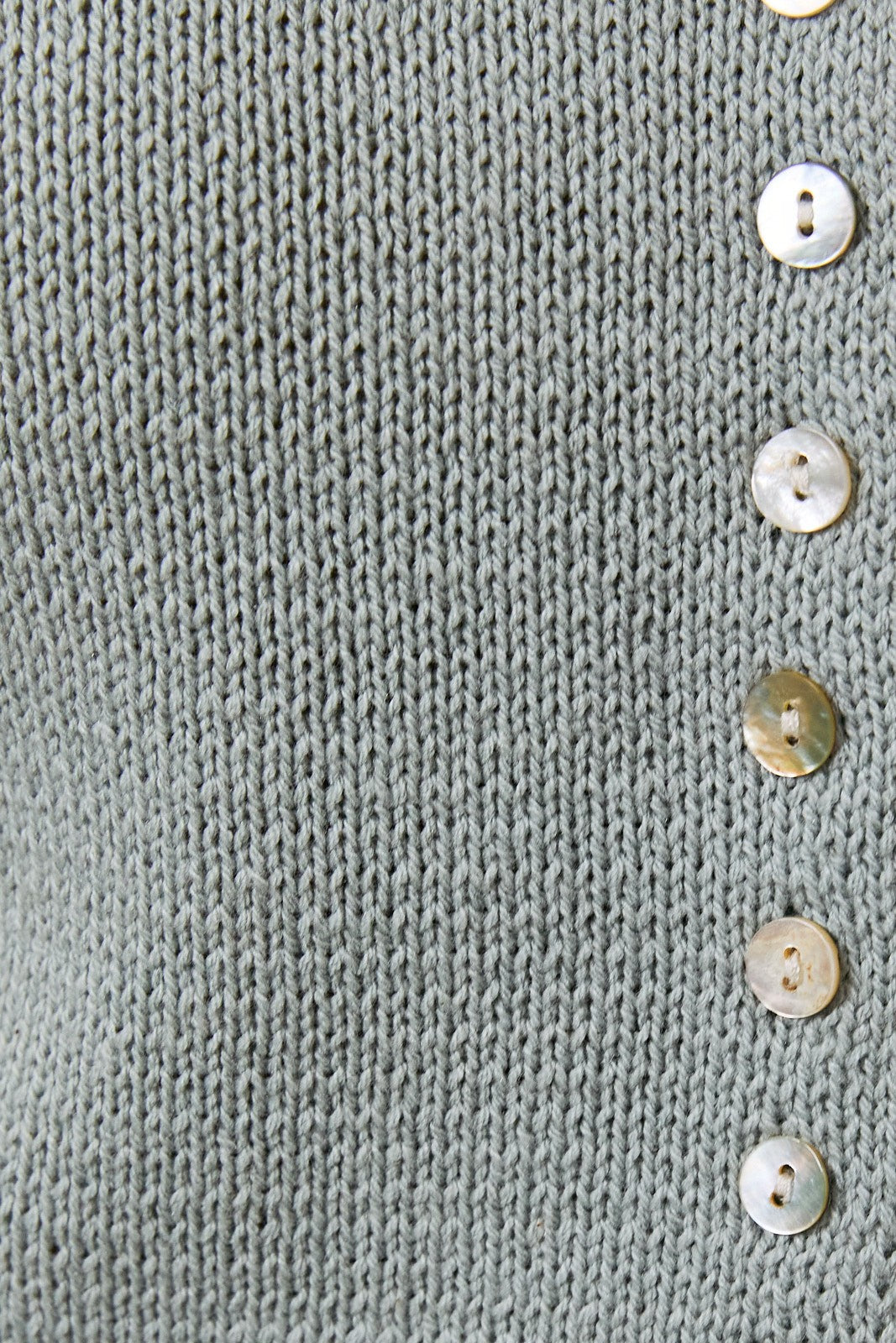 Dusty Blue Oyster Button Knit Blouse PREORDER