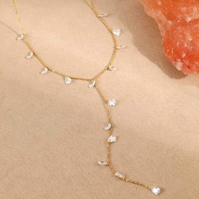 Crystal Drop Y Necklace