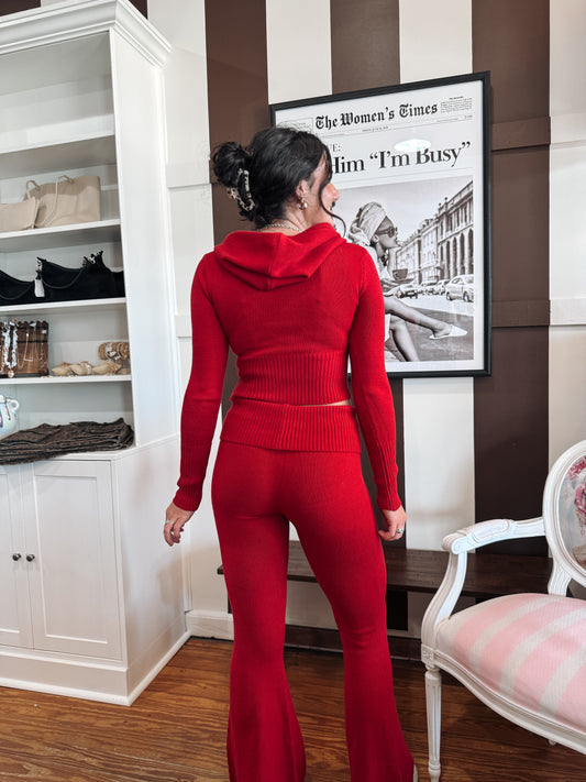 Cherry Fold Over Knit Flares