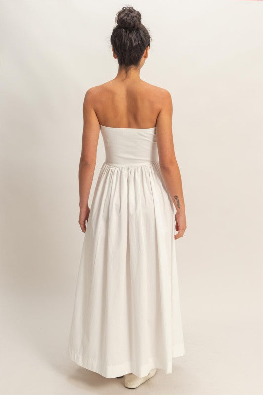 White Strapless Cotton Dress