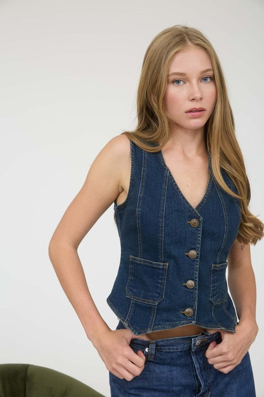 Dark Wash Denim Vest