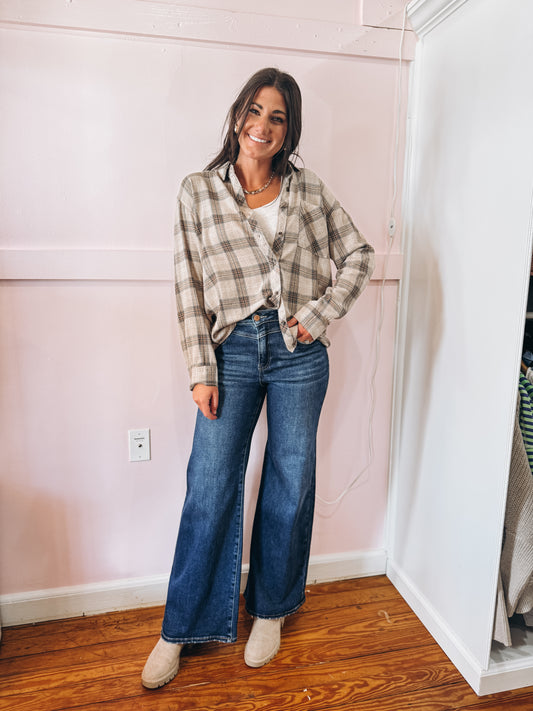 Taupe Flannel Top