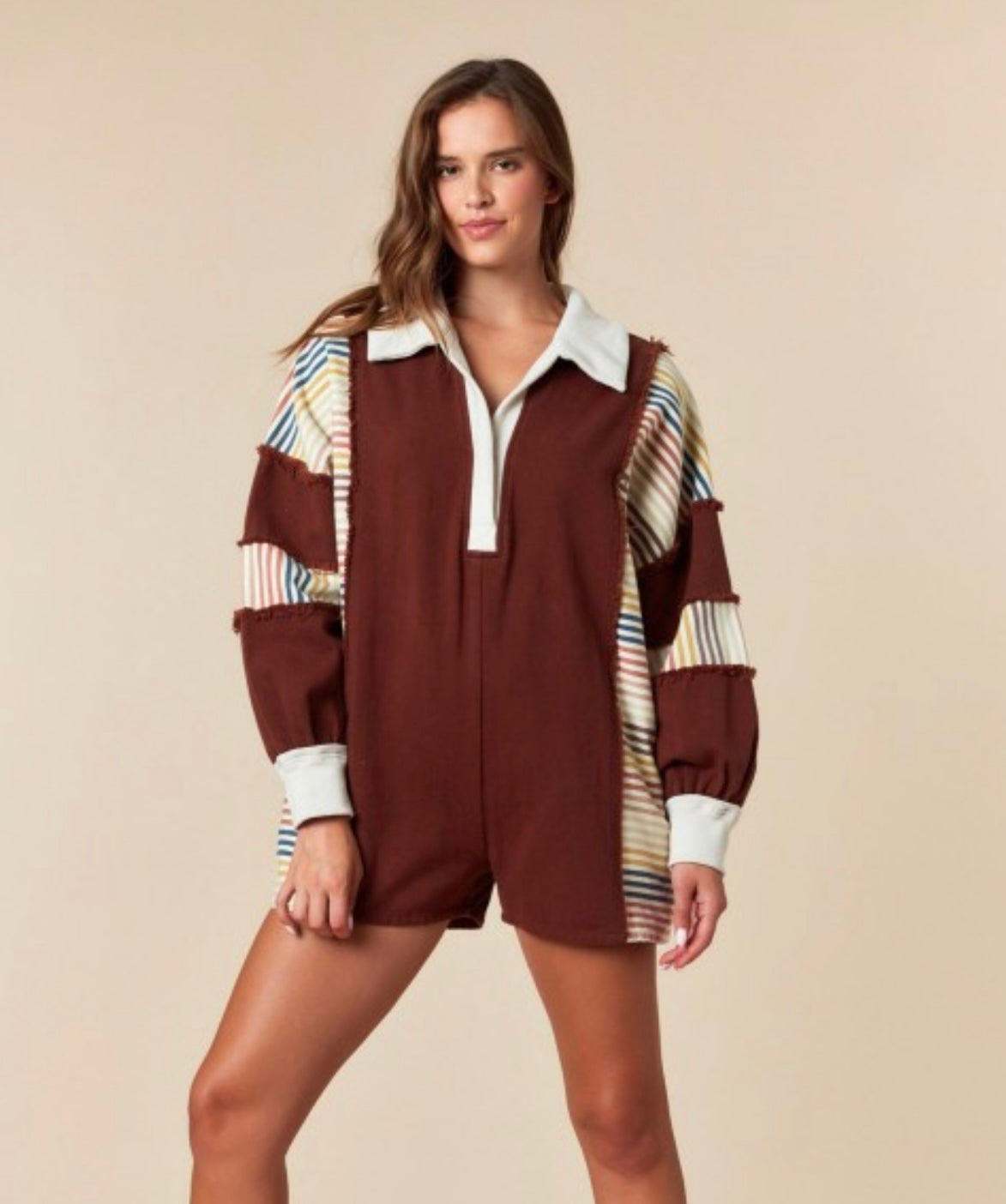 Espresso Stripe Denim Romper