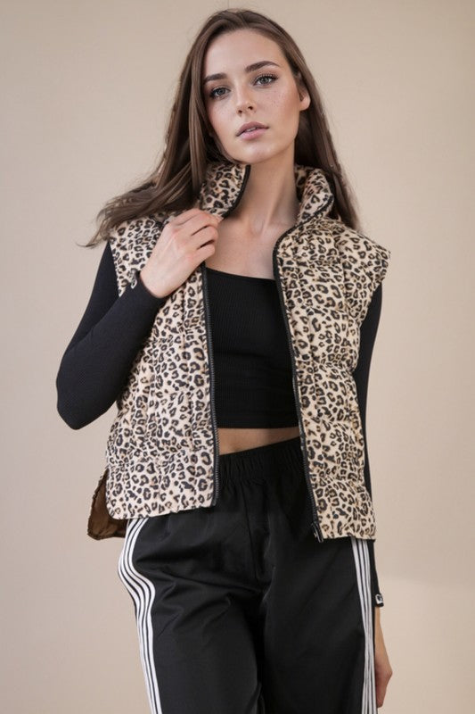 Leopard Puffer Vest