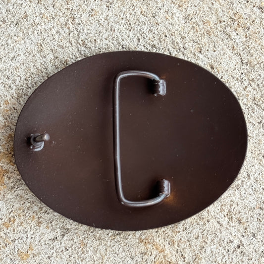 Brown Gold Engraved Oval Buckle