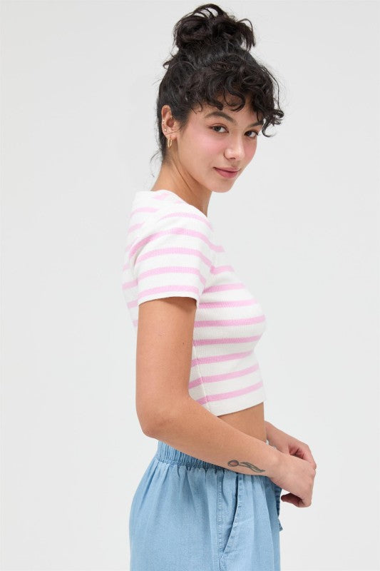 Pink Stripe Baby Tee