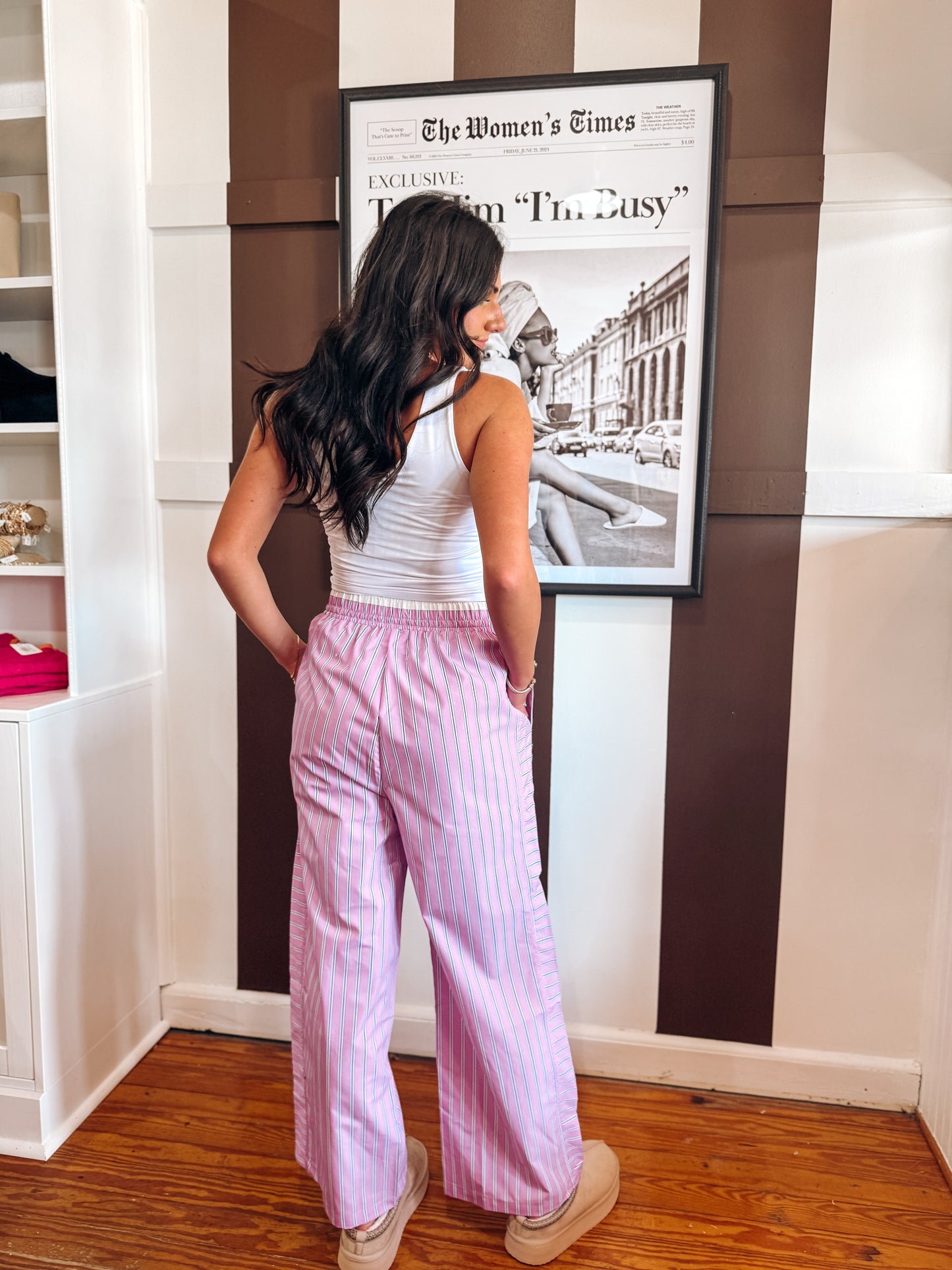 Lavender Stripe Boxer Pant