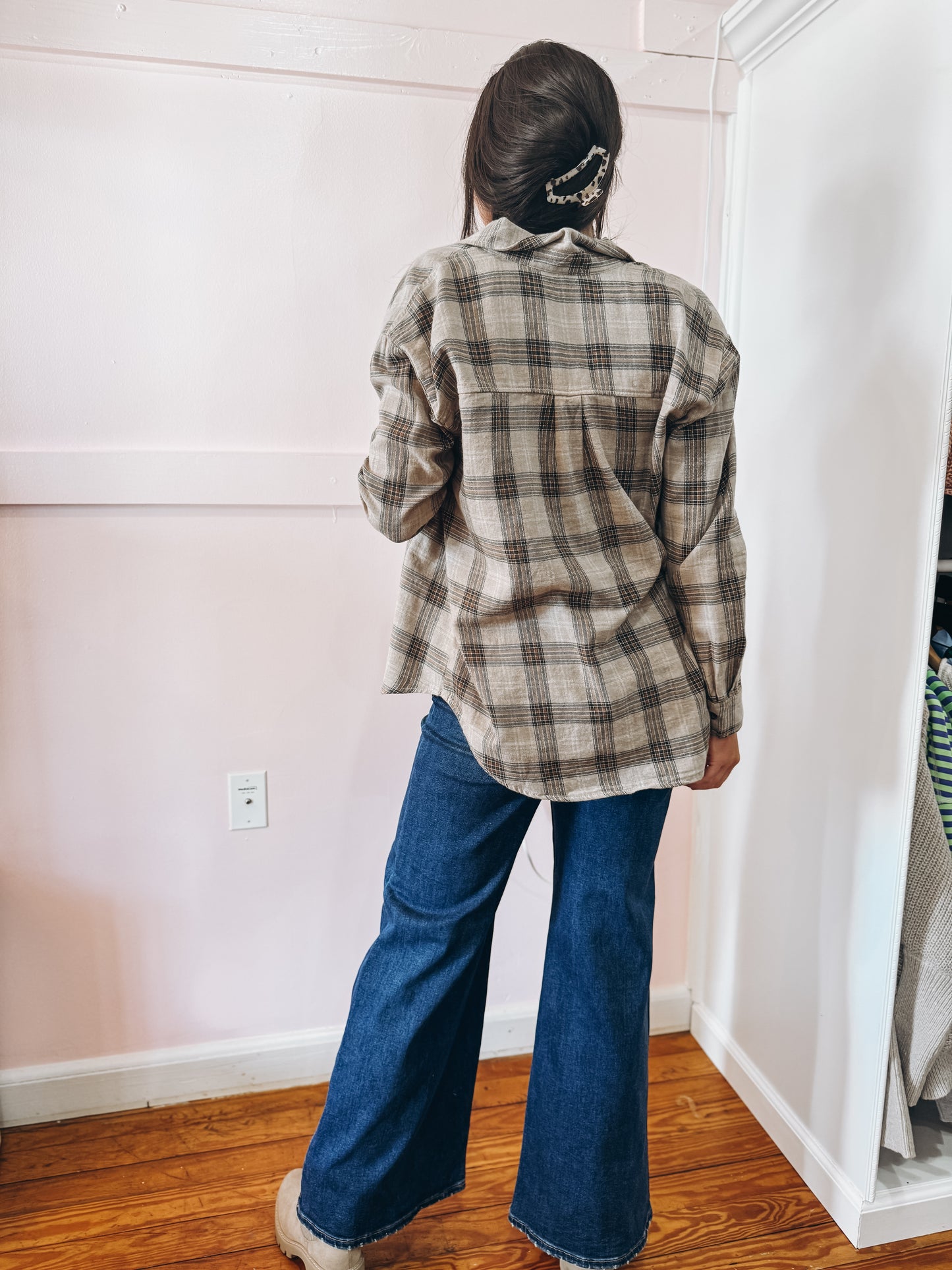 Taupe Flannel Top