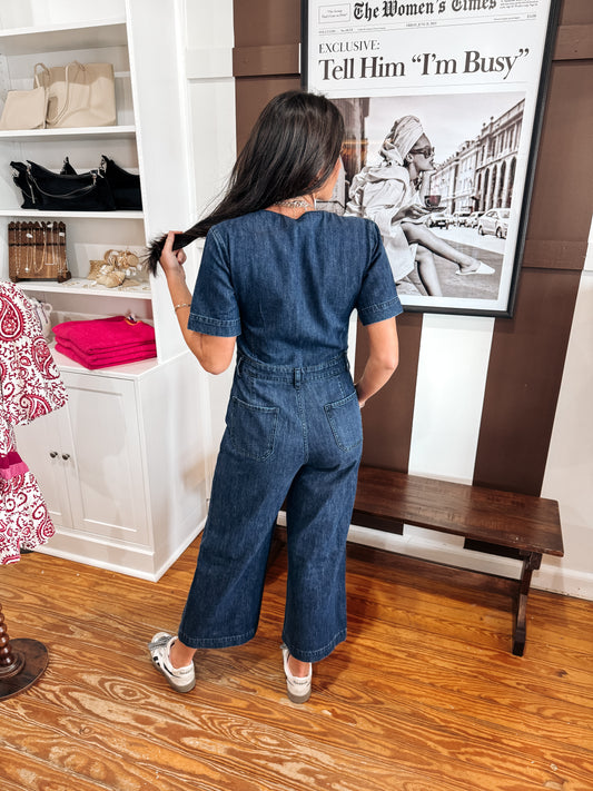 Alexis Denim Crop Jumpsuit