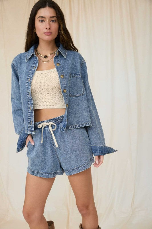 Denim Button Down Boxy Top
