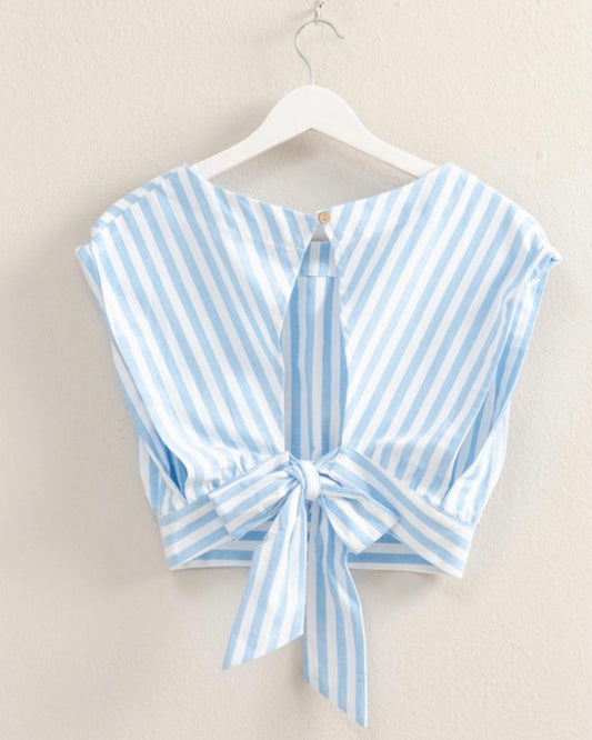 Blue White Stripe Tying Top