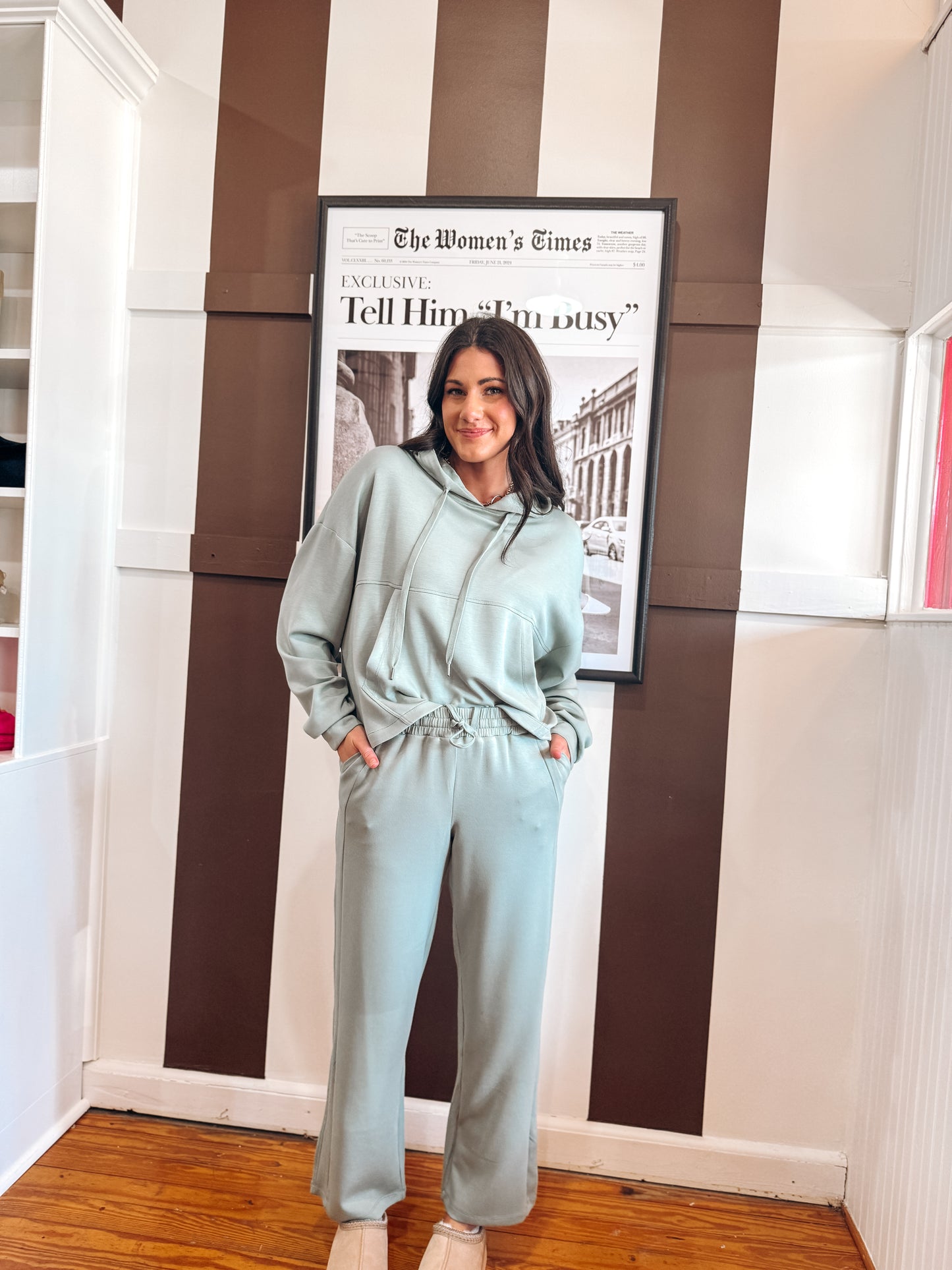 Sage Green Wide Leg Knit Pant