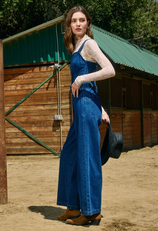 Dark Denim Wide Leg Jumpsuit