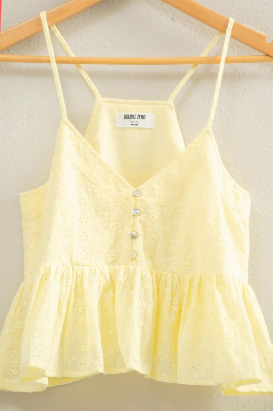 Butter Yellow Eyelet Tank