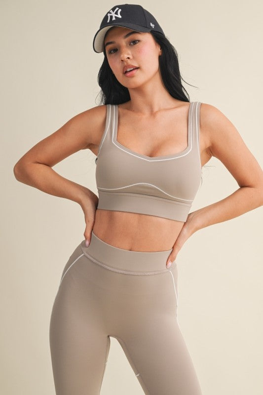 Ecru Contrast Sports Bra PREORDER
