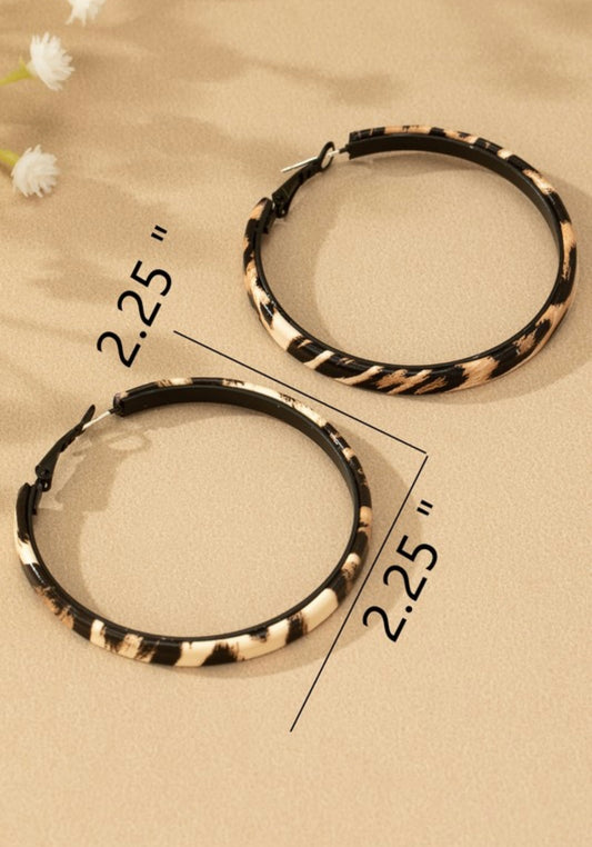 Leather Leopard Hoops