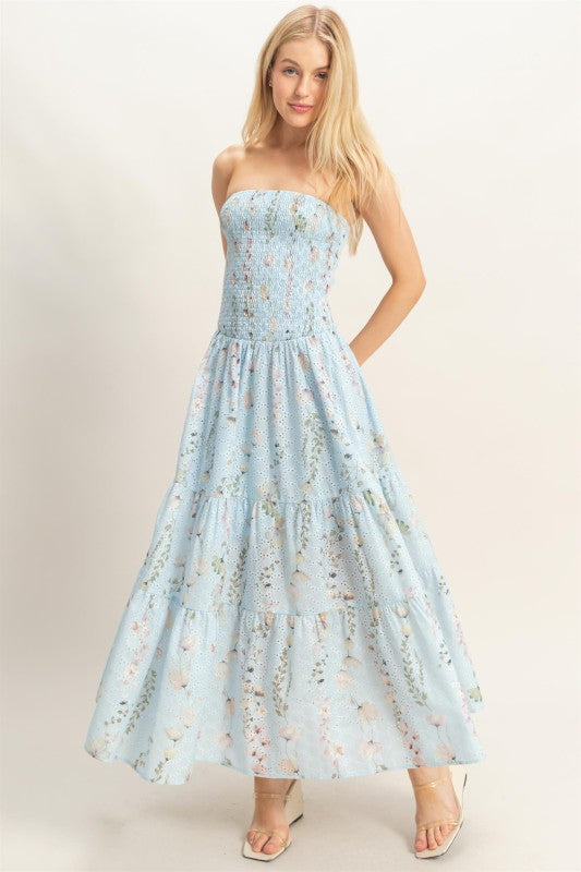 Eyelet Lace Floral Maxi Dress