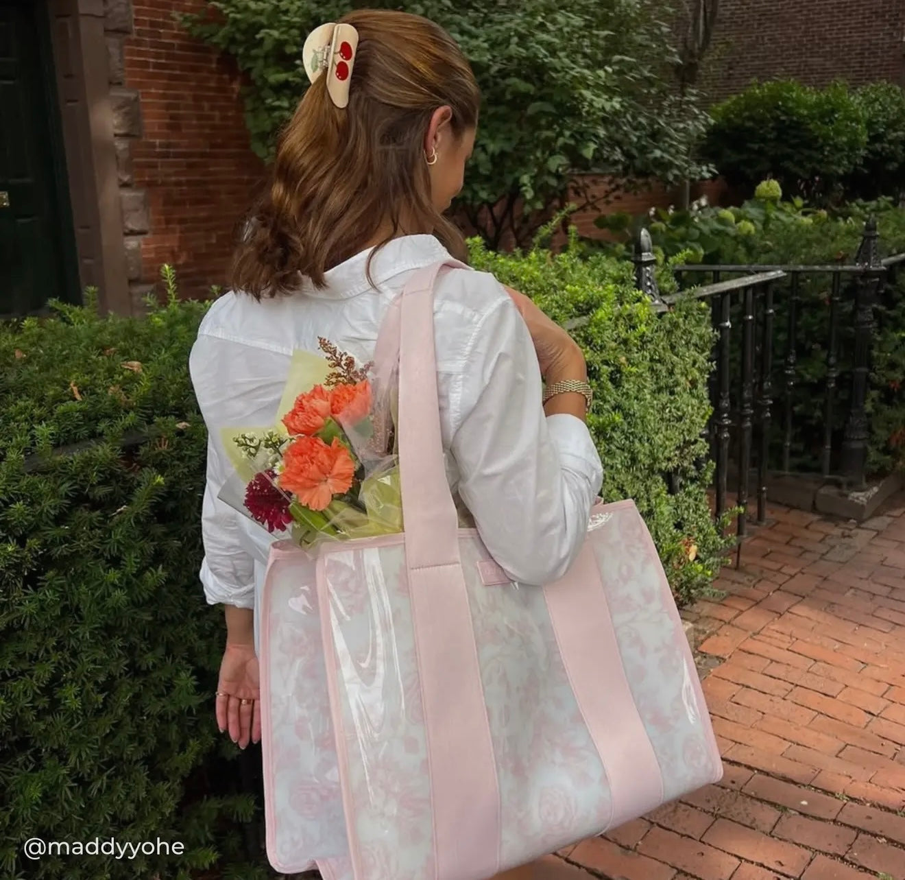 Preorder: Pink Rose Toile Jelly Tote