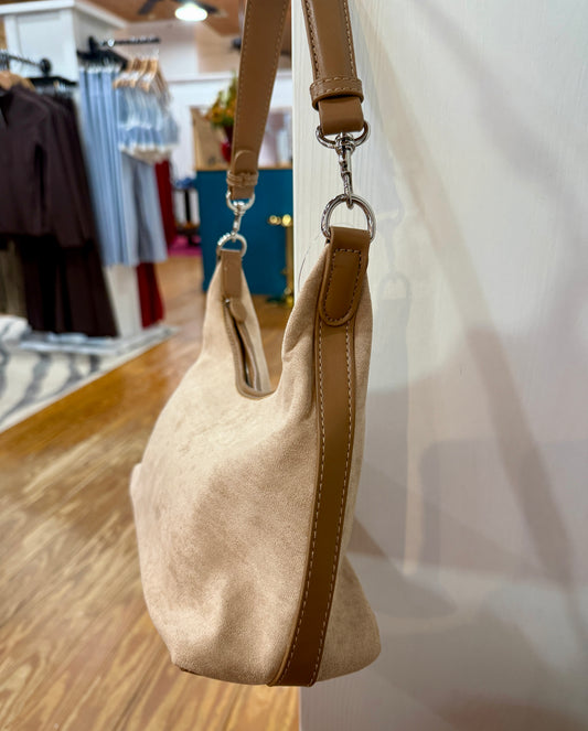Taupe Suede Shoulder Bag