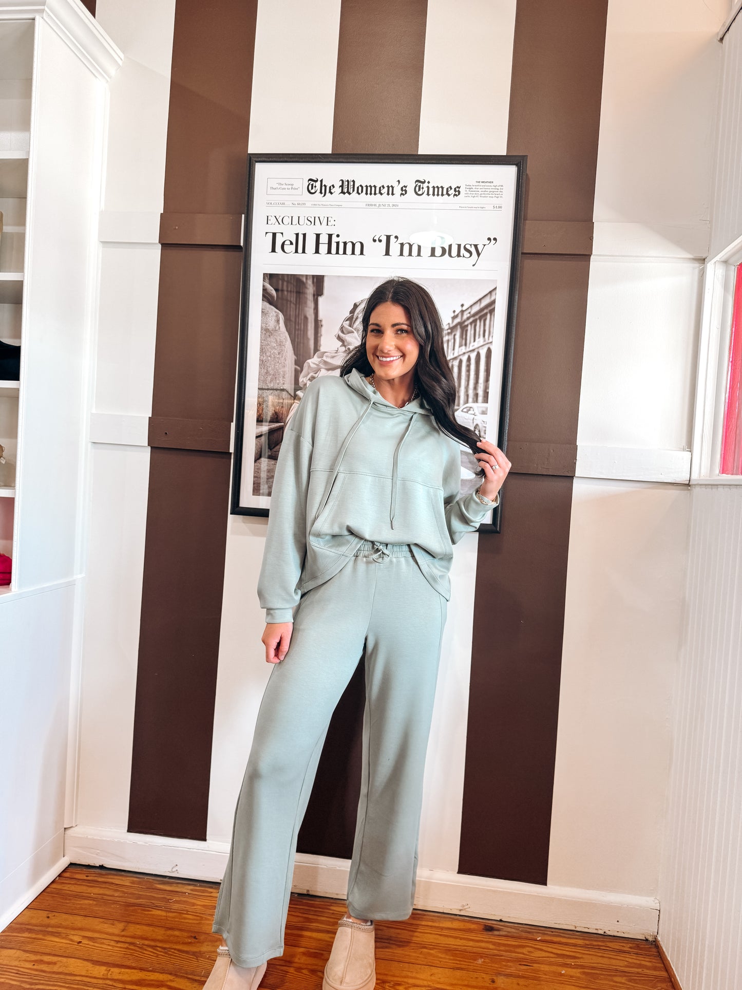Sage Green Wide Leg Knit Pant