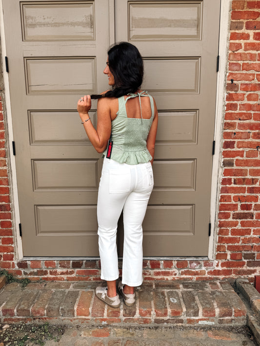 Jade Eyelet Inset Tank