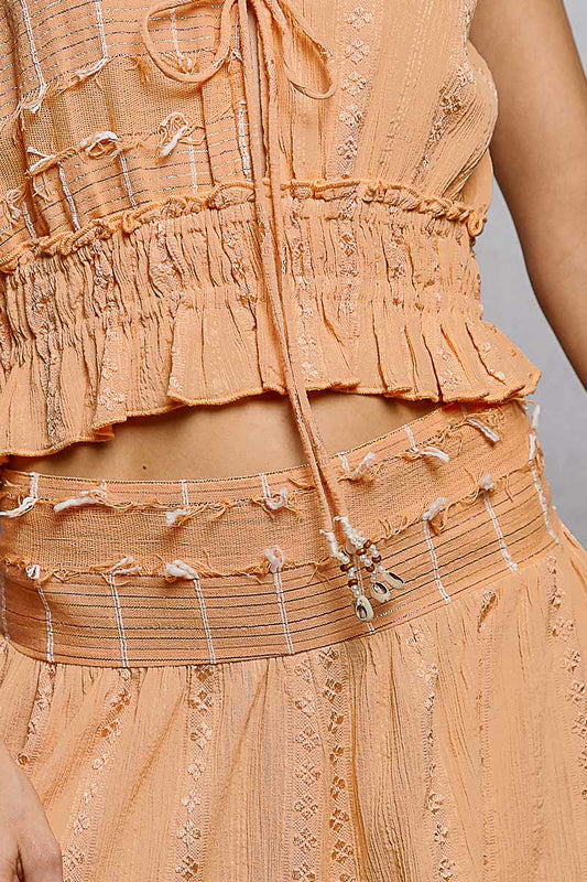 Peach V Neck Cropped Tank