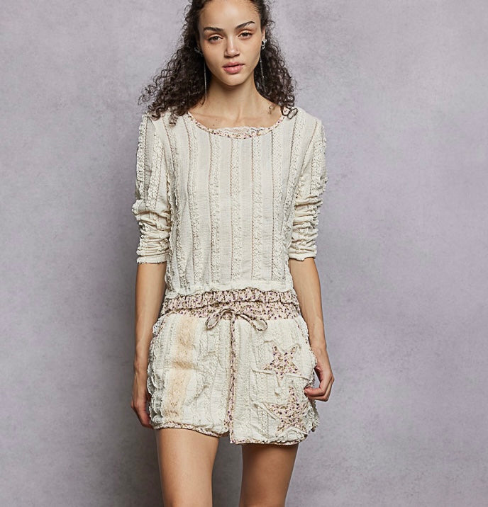 Cream Lace Long Sleeve Top