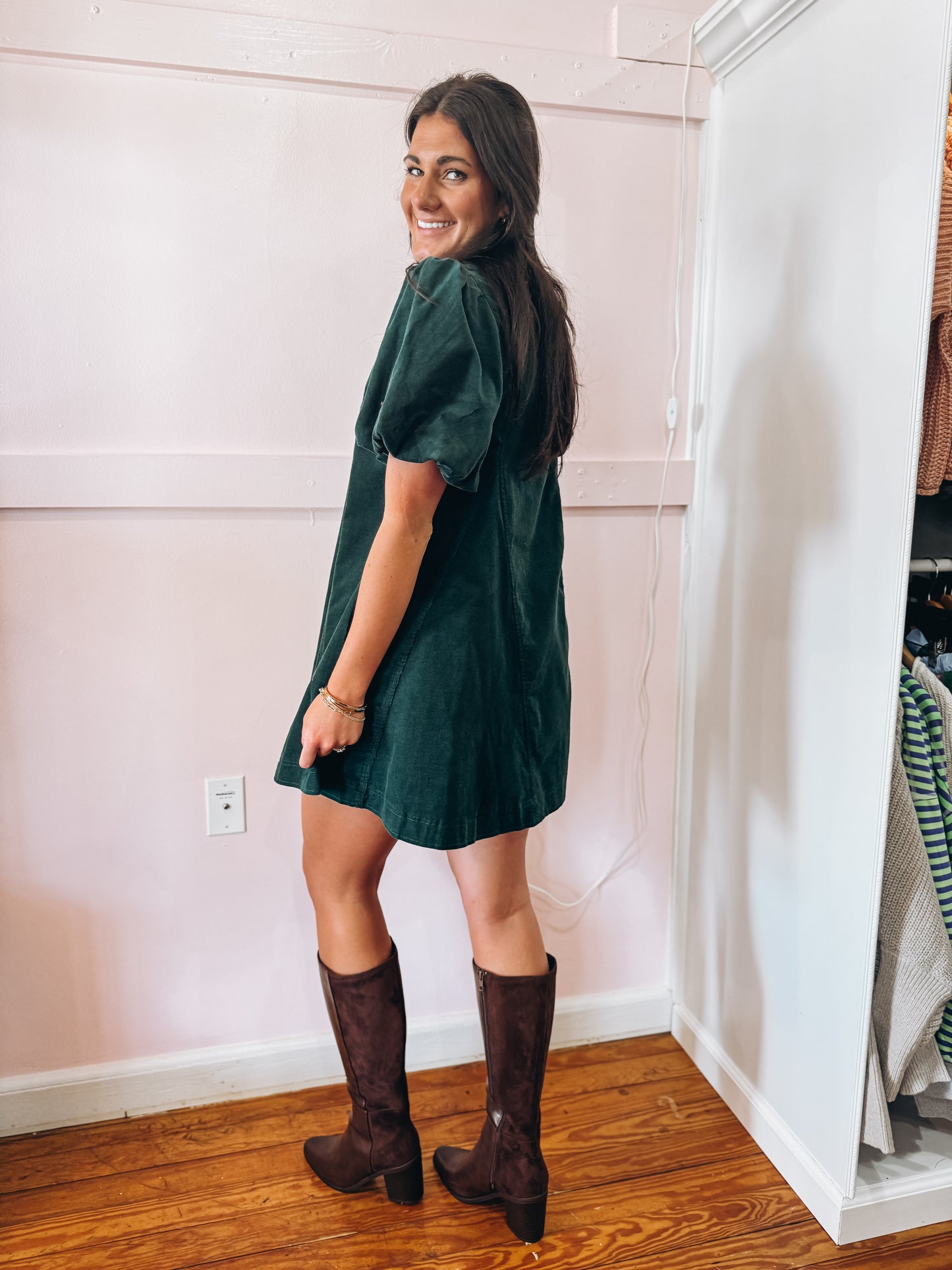 Forrest Green Button Up Dress