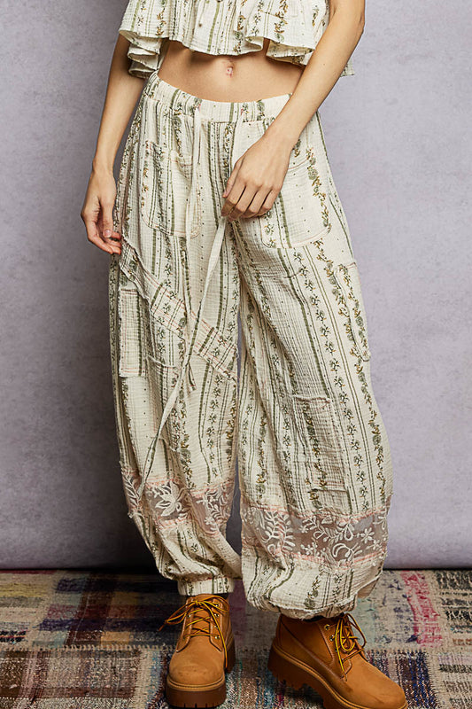 Ivory Sage Floral Pants