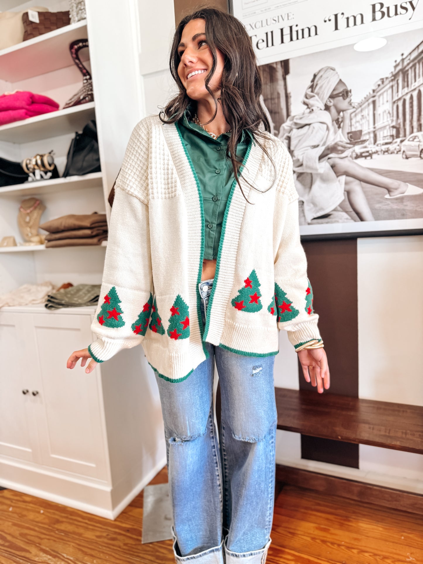 Hunter Green Petite Button Down