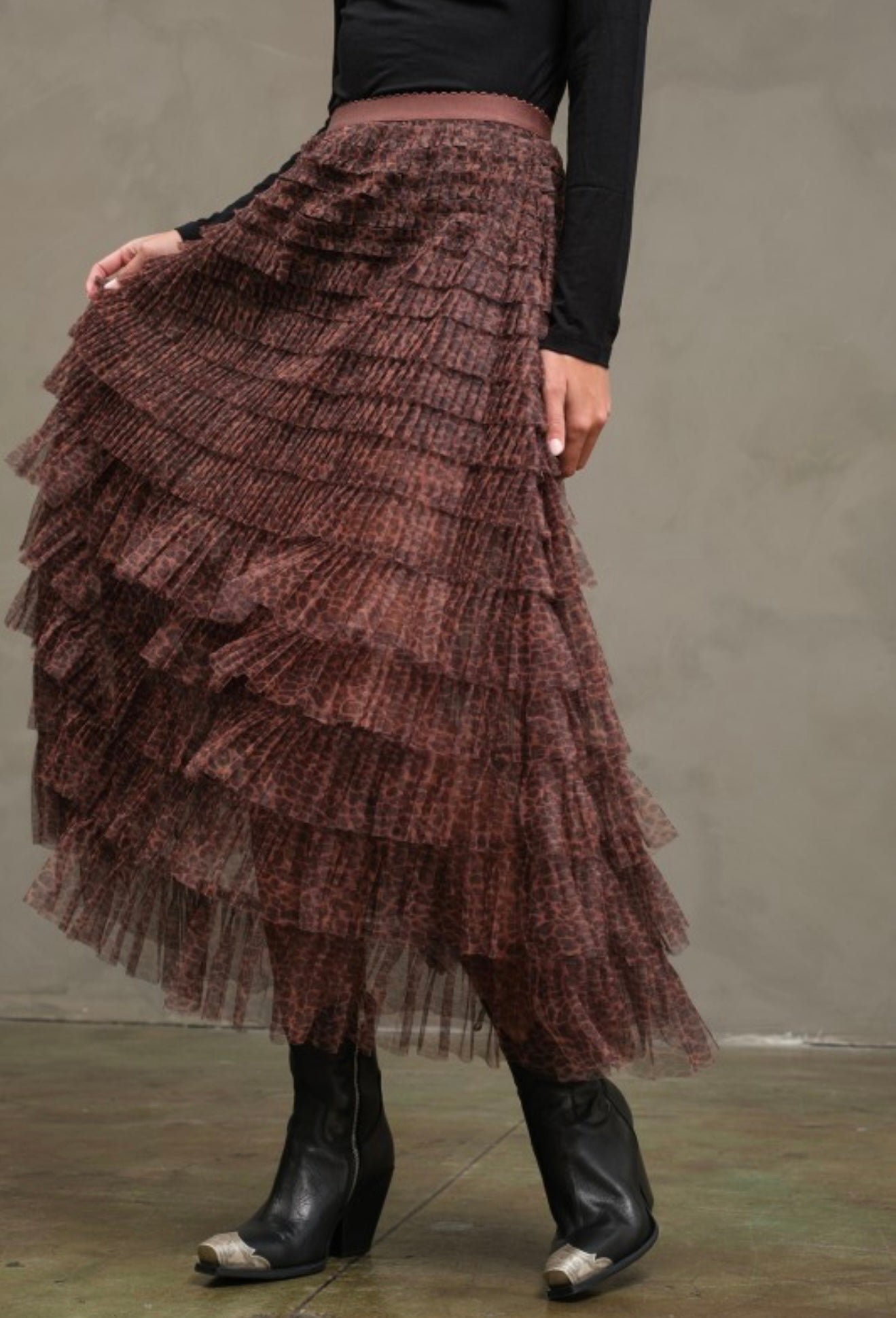 Leopard Layered Tulle Skirt