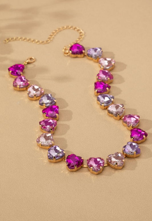 Pink Heart Gem Necklace