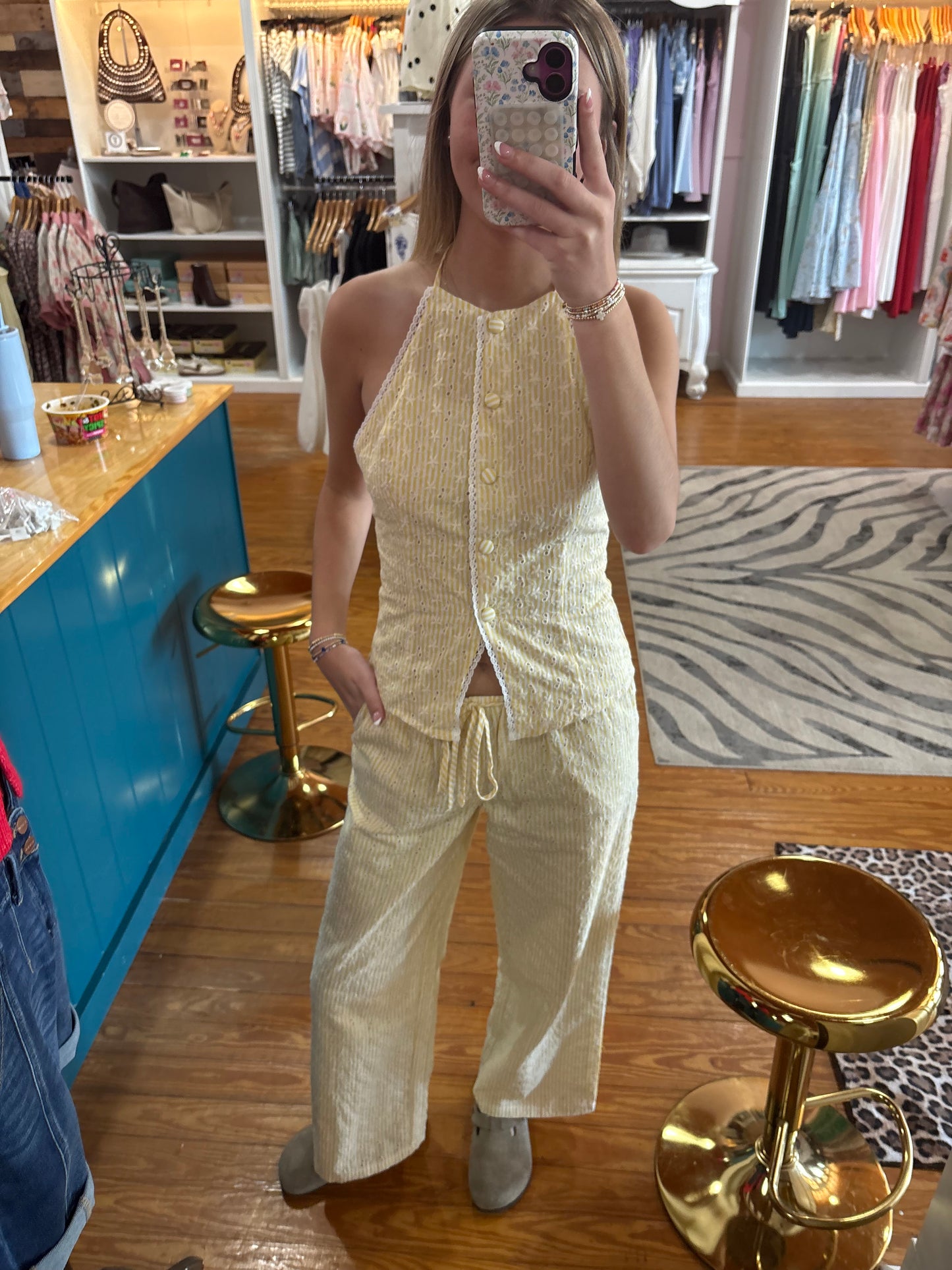 Yellow Stripe Halter Top