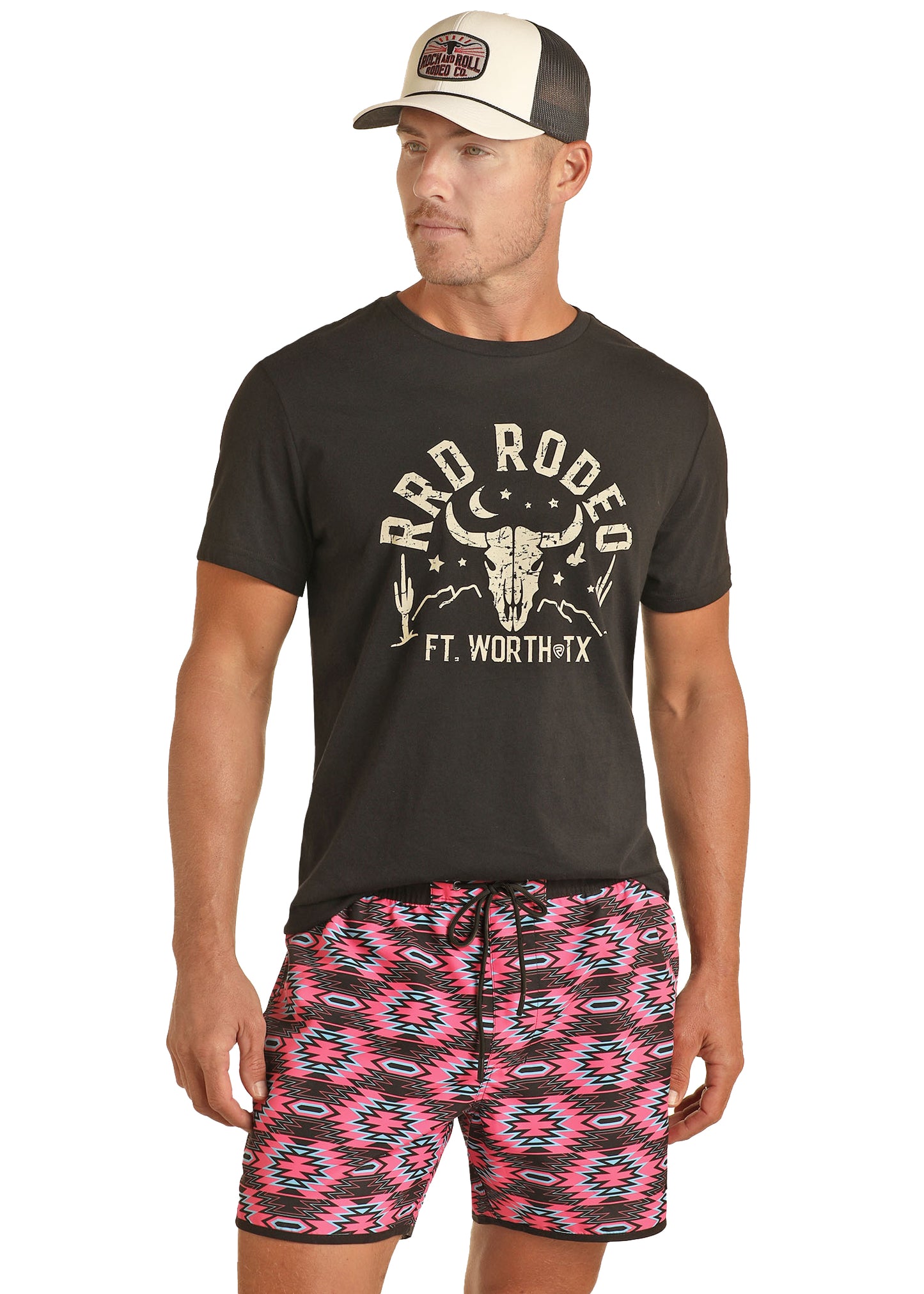 Pink Aztec Swim Trunks