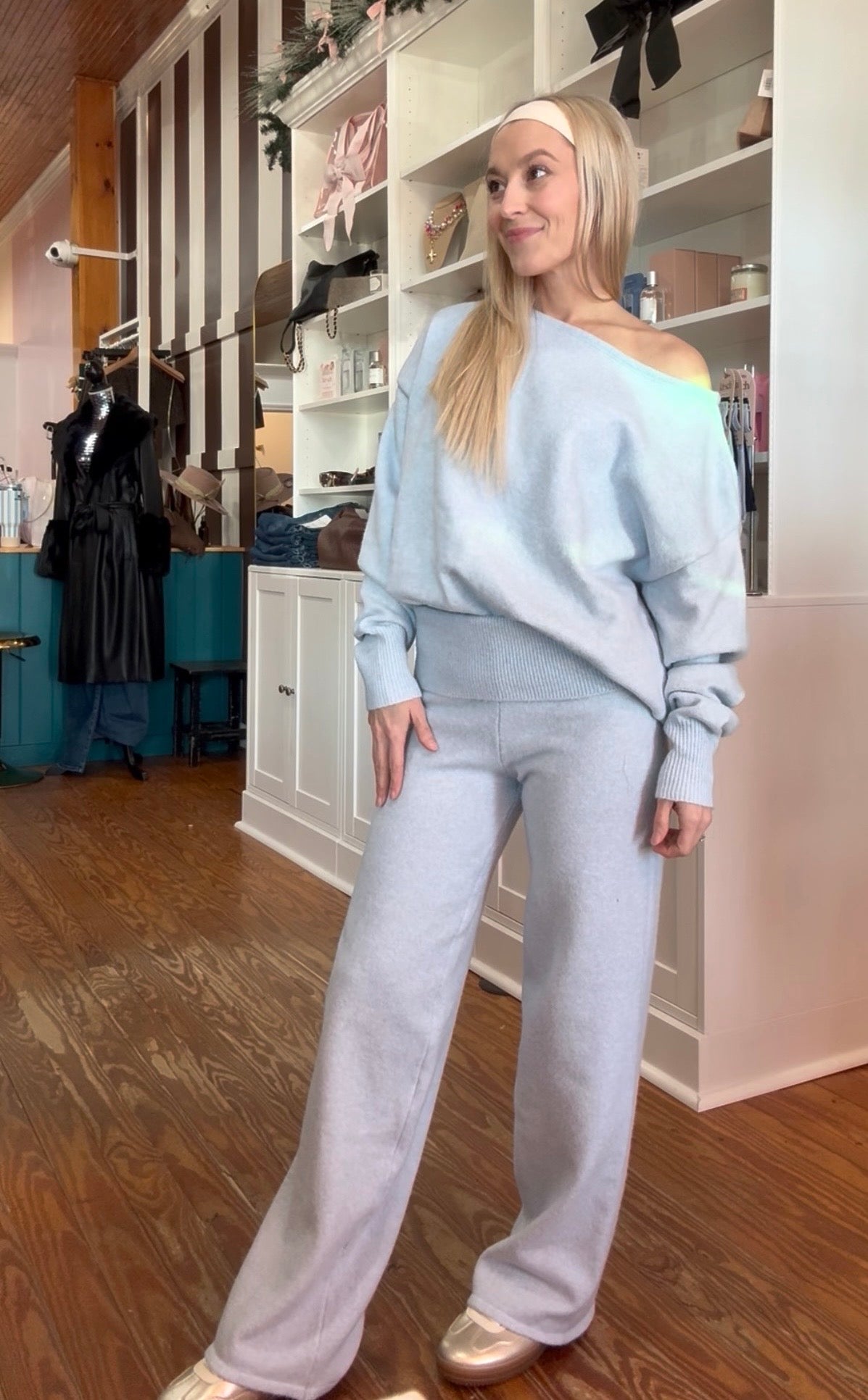 Light Blue Fold Over Flares