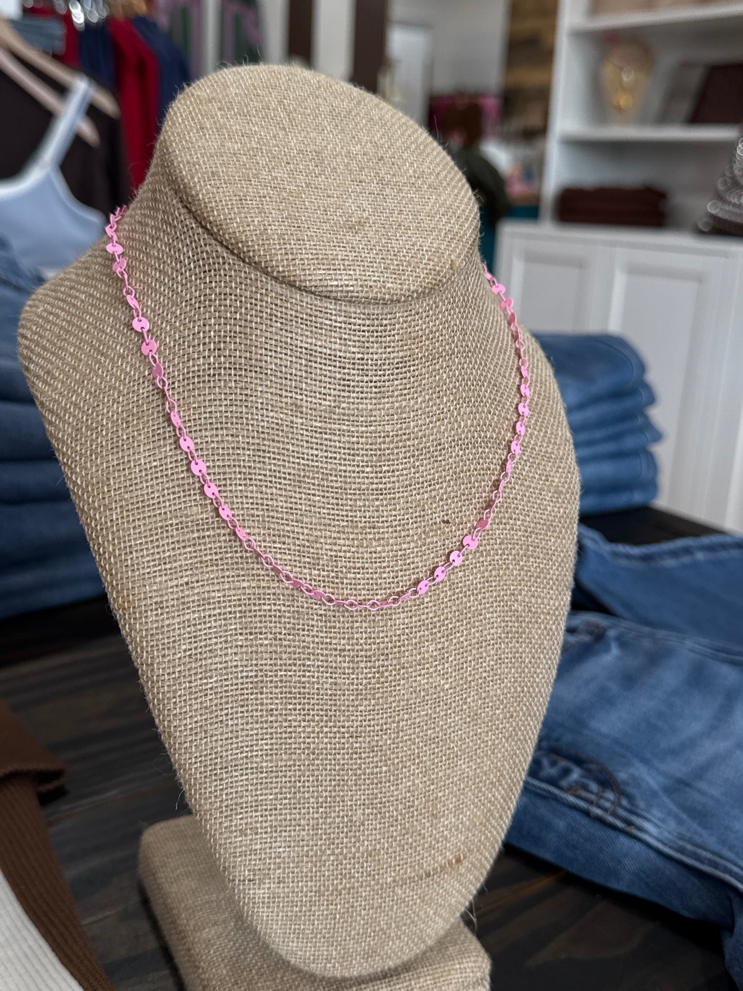 Bling Pink Disk Chain Choker