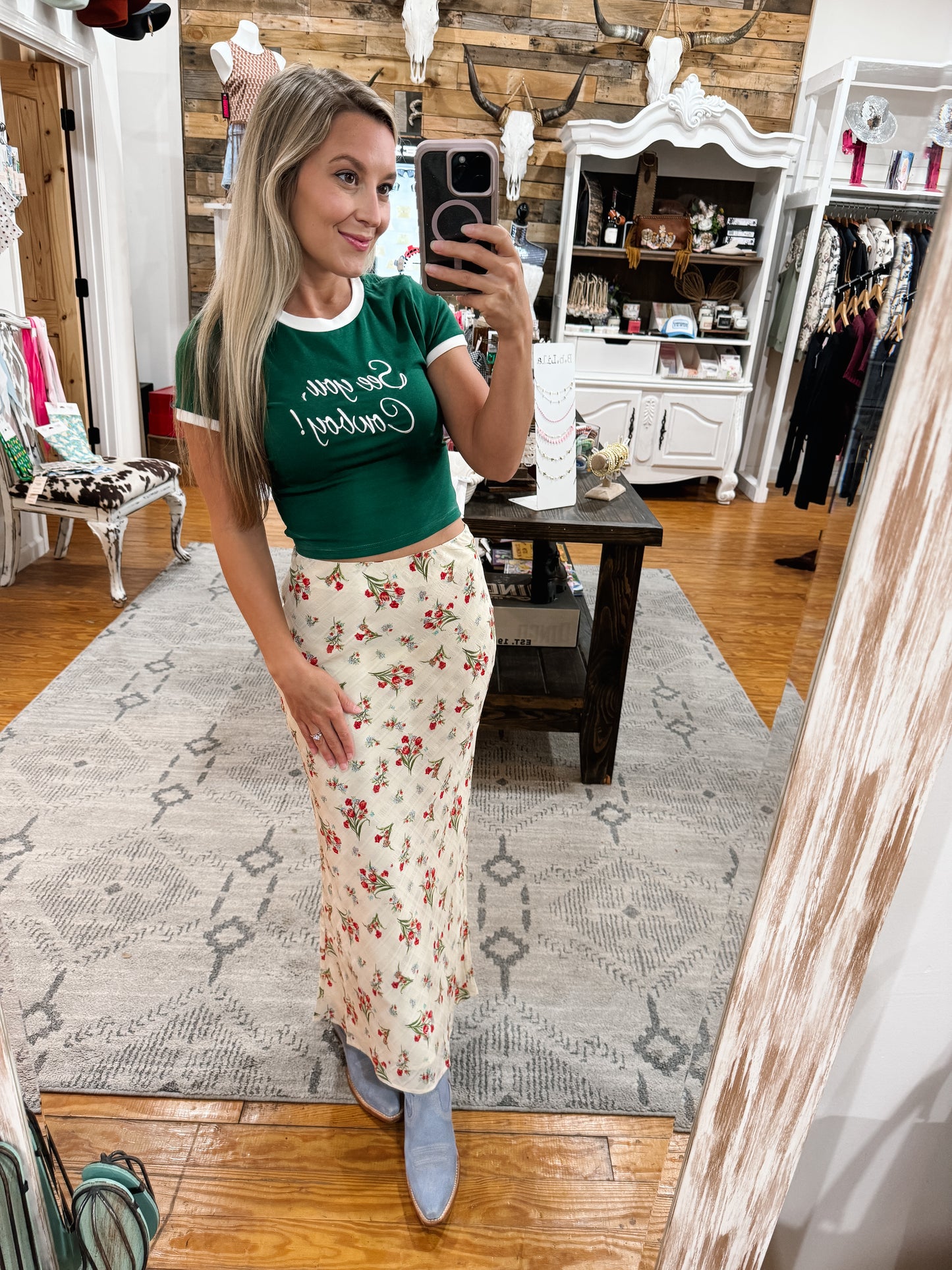 Vintage Floral Midi Skirt