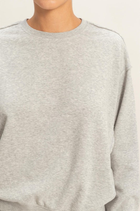 Heather Grey Raw Hem Sweatshirt