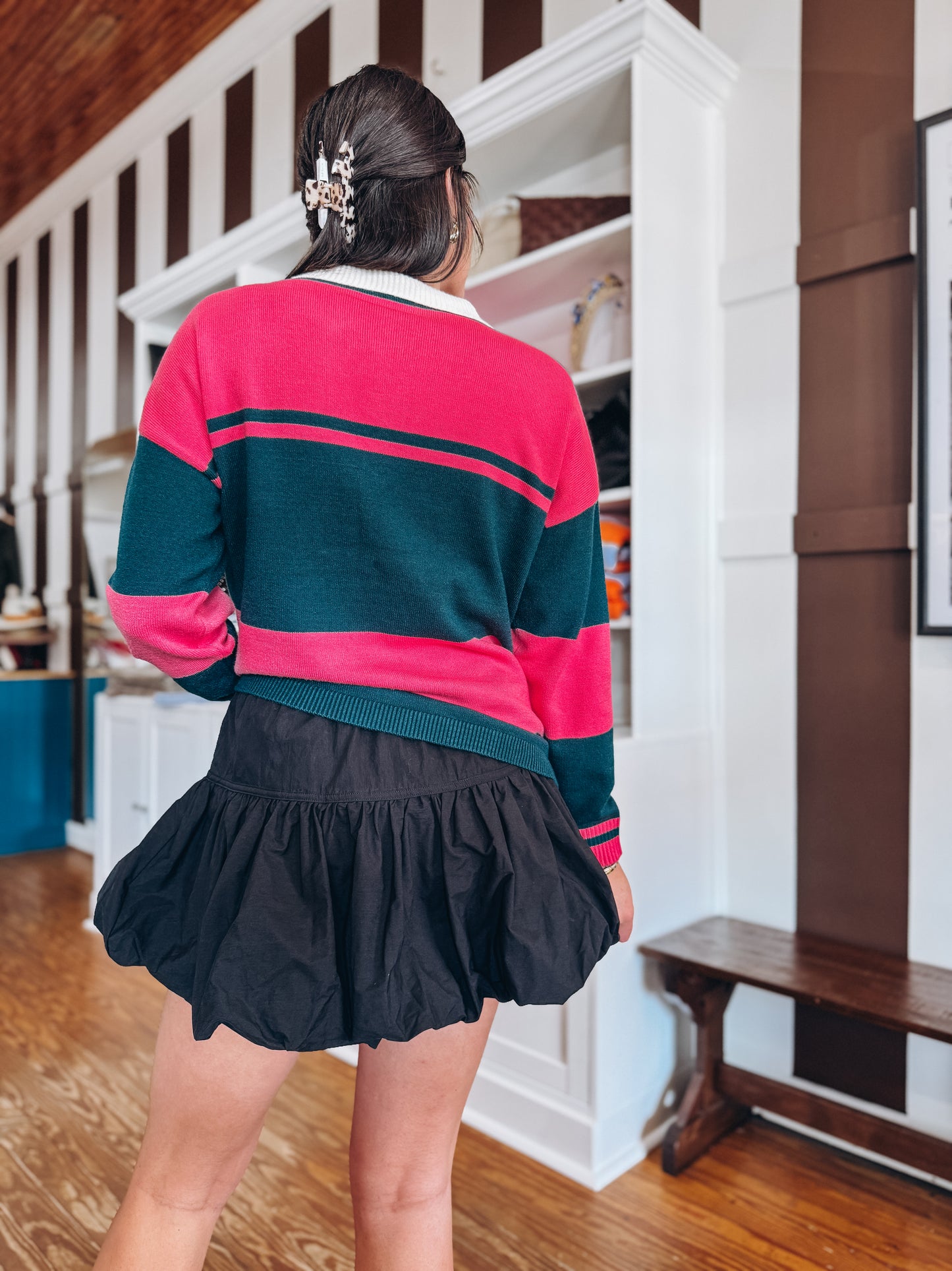 Taffy Pink & Green Collared Top