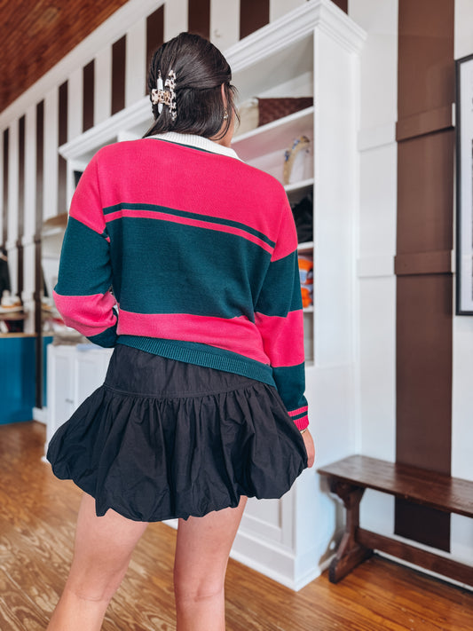 Taffy Pink & Green Collared Top