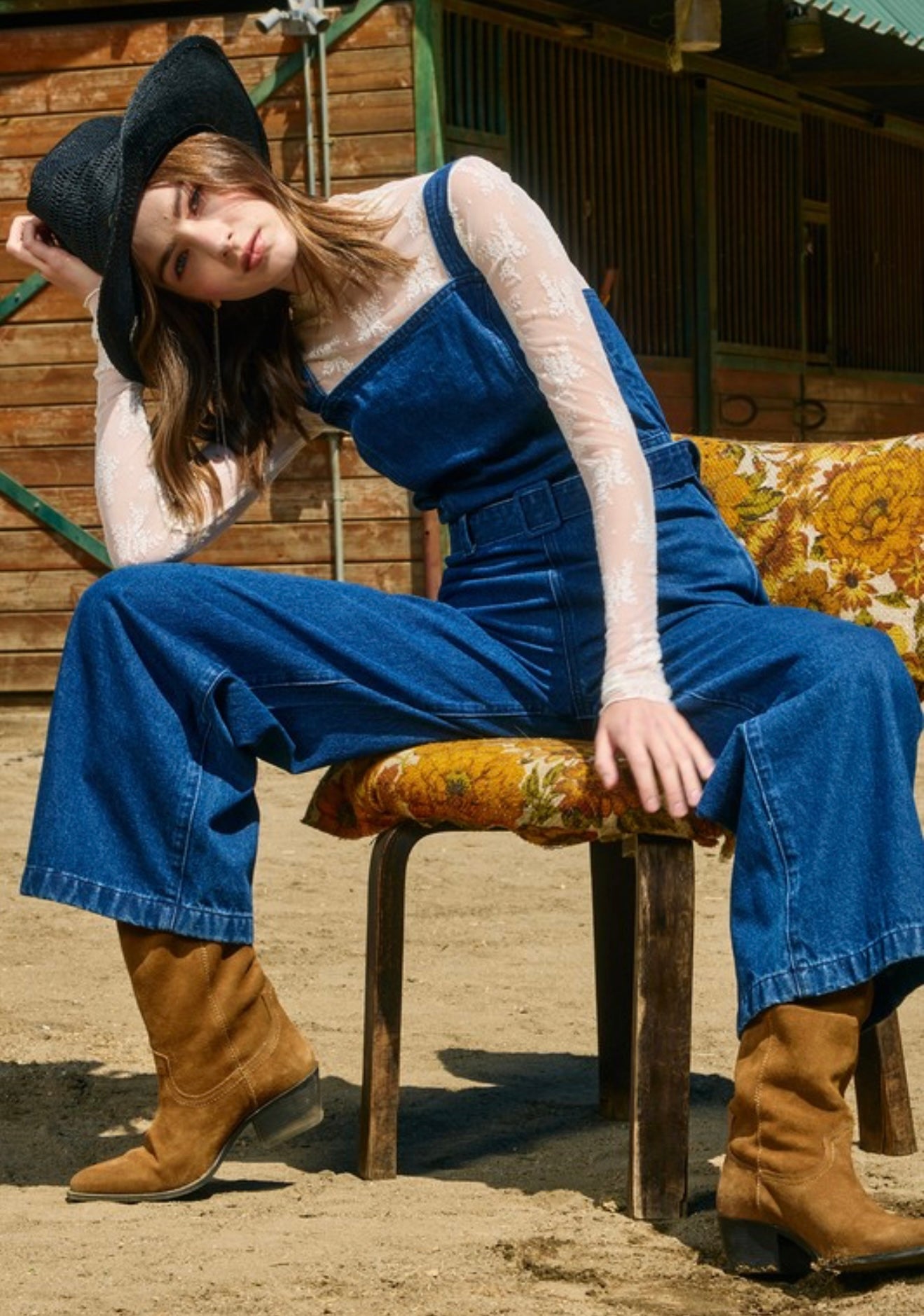 Dark Denim Wide Leg Jumpsuit